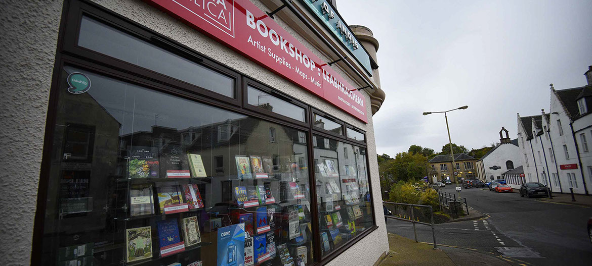 Our book shop is located in Portree on the Isle of Skye selling many products including art supplies music and fishing supplies