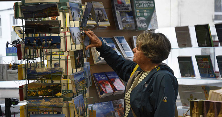 Our book shop in Portree sells a variety of postcards and stamps